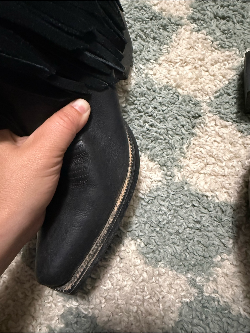 Ariat Women Western Gold Rush Black Leather Suede Fringe Cowgirl Boots Size 8B - Picture 11 of 16
